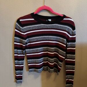 Divided Multicolor Striped Knit Top